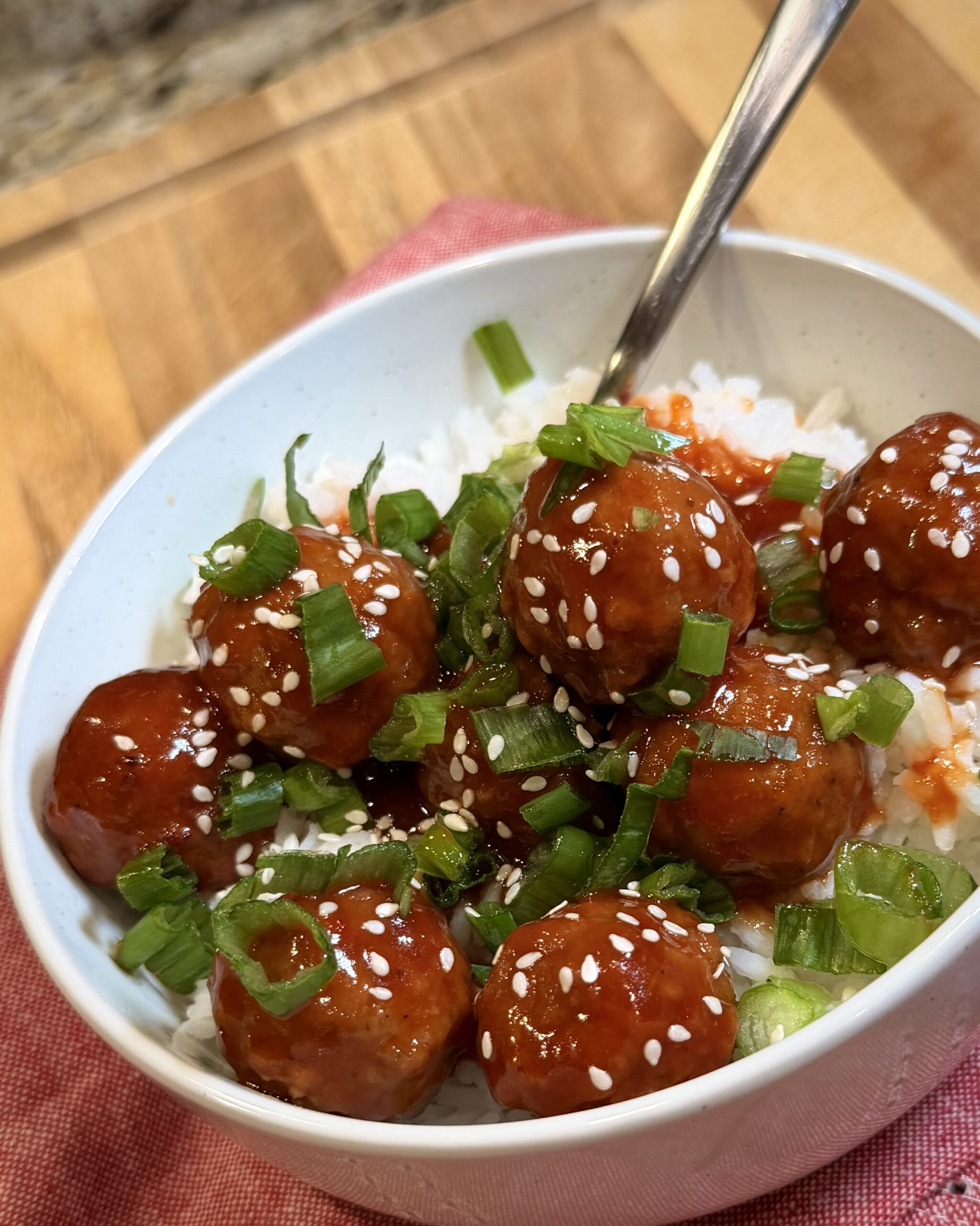 Honey garlic crockpot meatballs in bowl