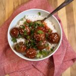 Honey garlic crockpot meatballs in bowl