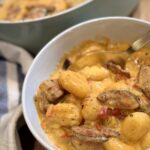 Pimento Cheese & Sausage Gnocchi in a bowl