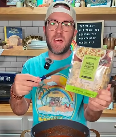 Matthew holding tortellinis