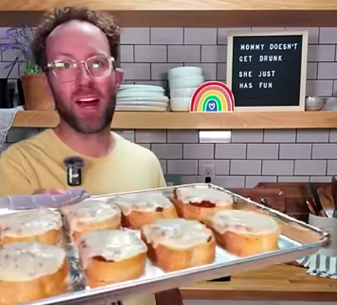 Matt holding Texas Toast Sloppy Joes