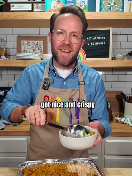 Matthew holding casserole