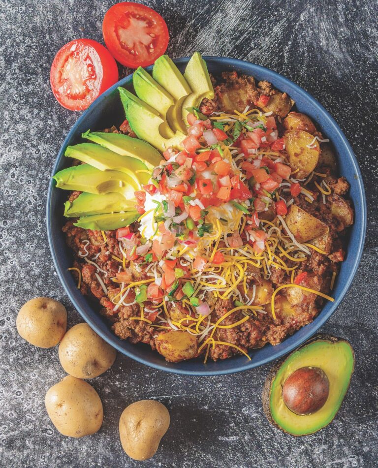Cheesy taco taters in a bowl