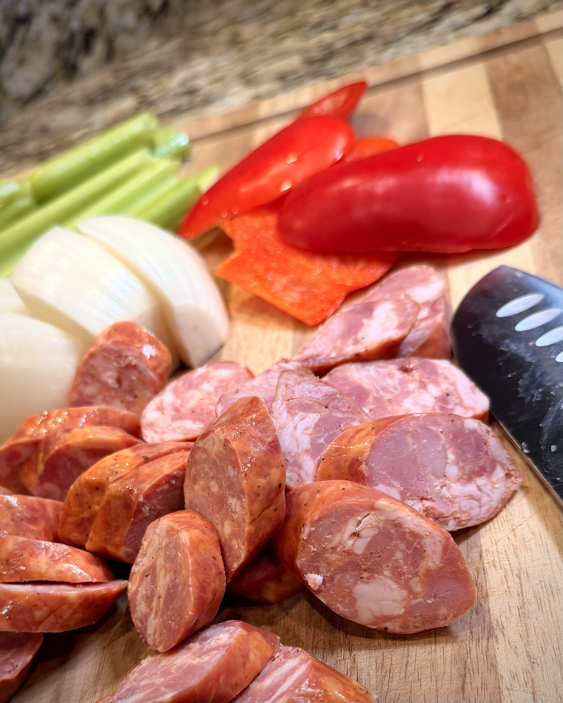 yourbarefootneighbor Mardi Gras One-Pot Orzo with Andouille & Crawfish