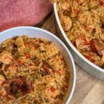 yourbarefootneighbor Mardi Gras One-Pot Orzo with Andouille & Crawfish
