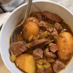 Crockpot Italian Beef and Gravy in a bowl on a table
