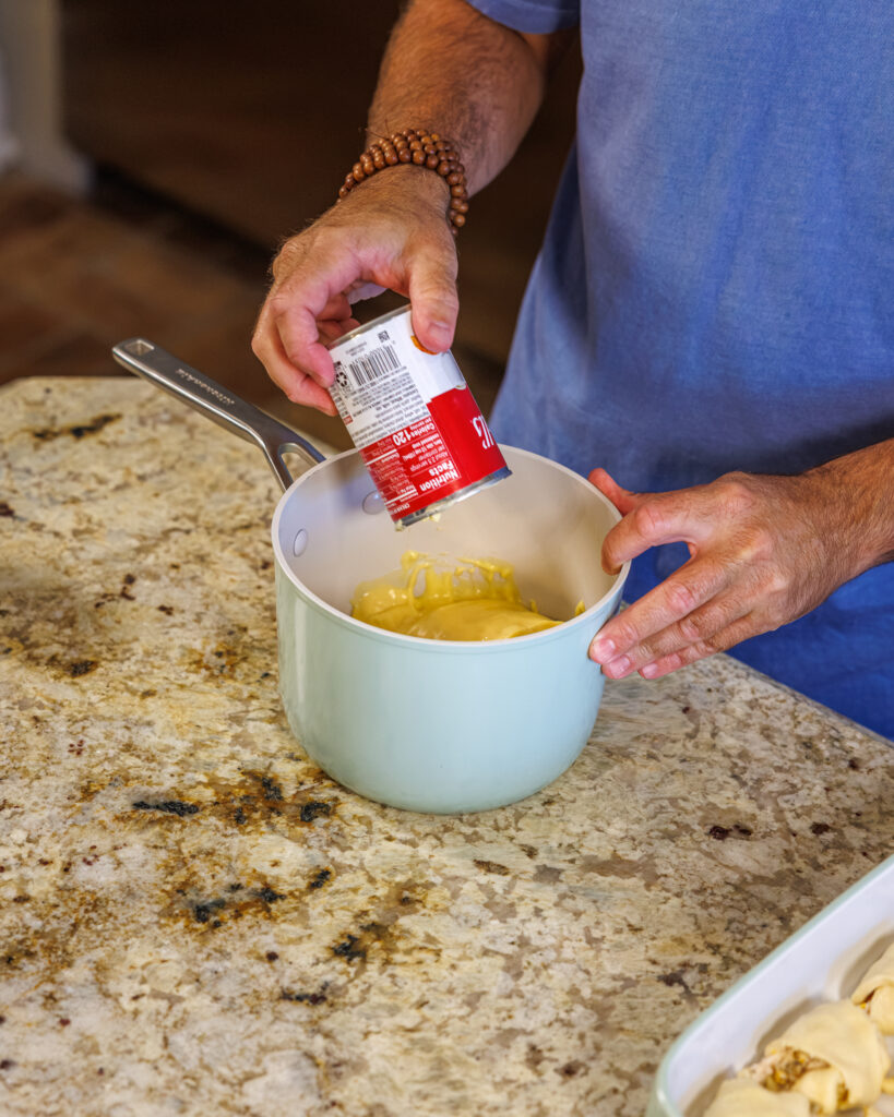 Matthew Bounds, creator of Your Barefoot Neighbor, prepares ingredients for his Chicken Bacon Ranch Rolls