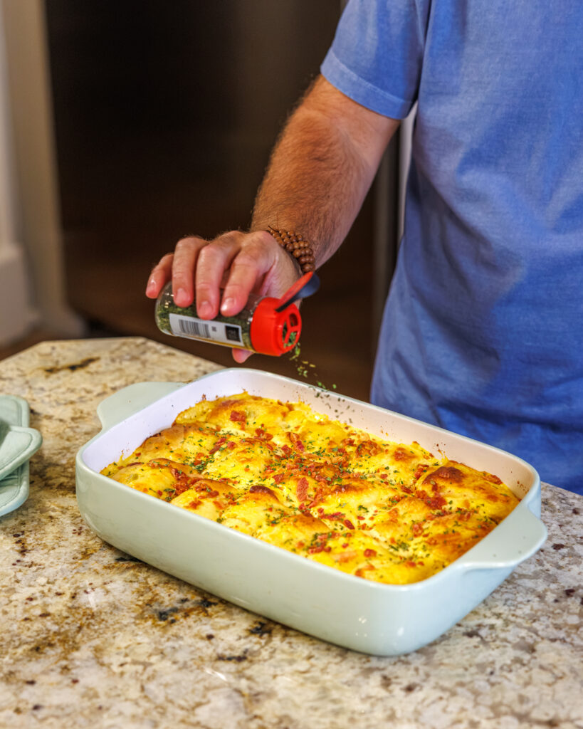 Matthew Bounds, creator of Your Barefoot Neighbor, prepares ingredients for his Chicken Bacon Ranch Rolls