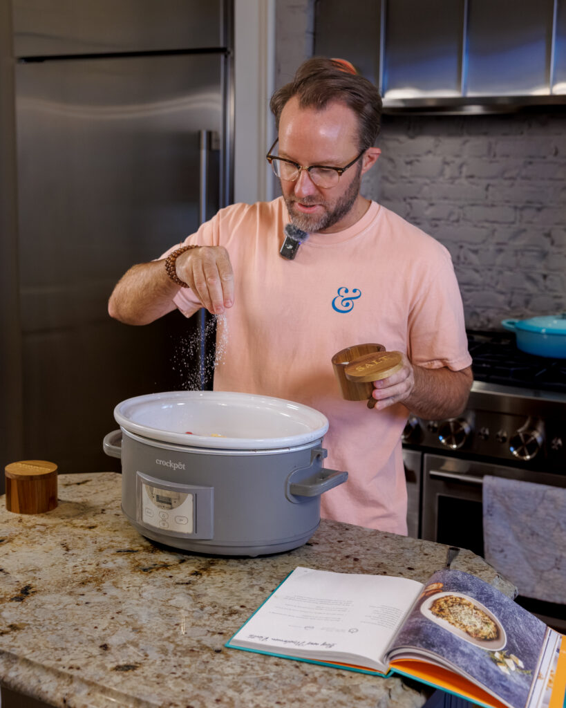 Matthew Bounds, creator of Your Barefoot Neighbor, prepares his Crockpot Beef and Mushroom Risotto from his book Keep It Simple Y'all