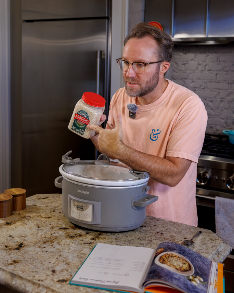Matthew Bounds, creator of Your Barefoot Neighbor, prepares his Crockpot Beef and Mushroom Risotto from his book Keep It Simple Y'all